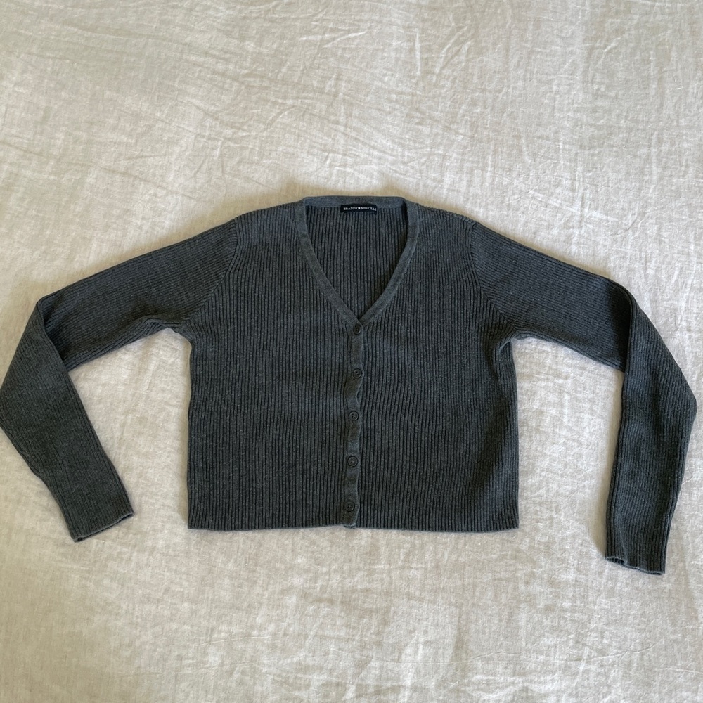 Brandy Melville Charcoal Button-Up V-neck Cardigan